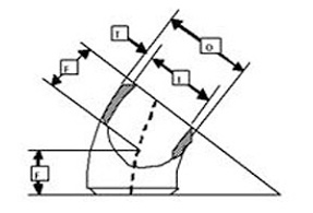 ASME B16.9对接焊缝45度短半径肘尺寸